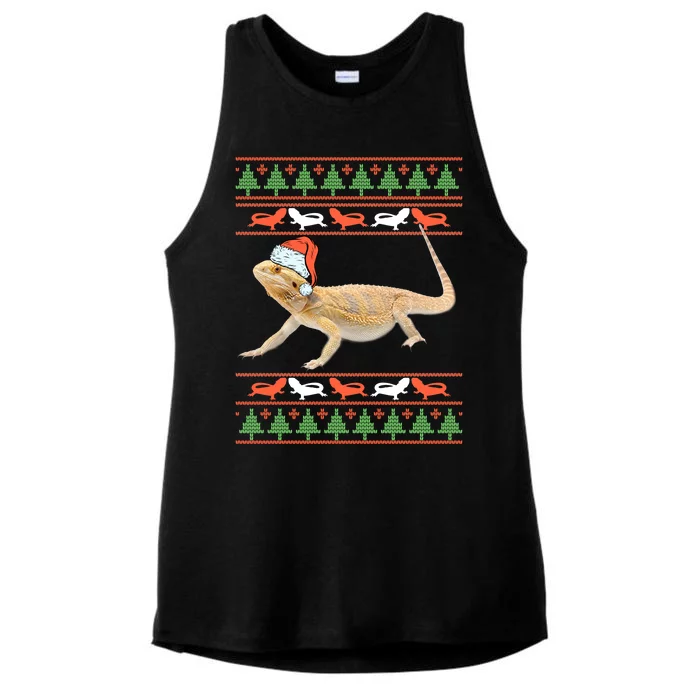 Bearded Dragon Christmas Ladies Tri-Blend Wicking Tank