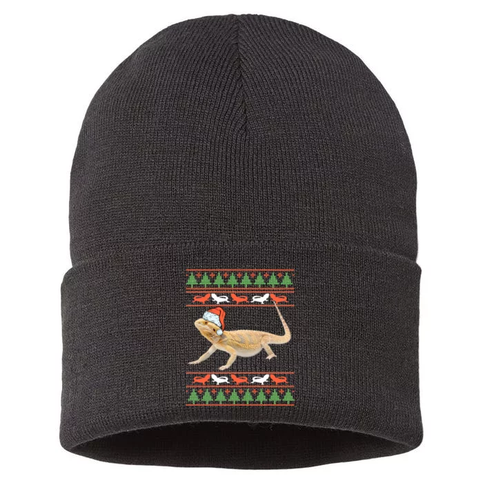 Bearded Dragon Christmas Sustainable Knit Beanie