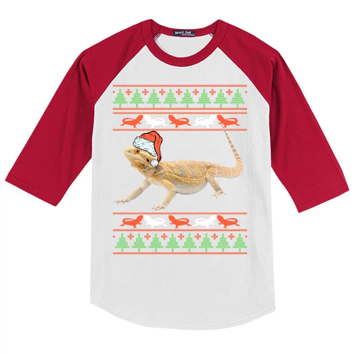 Bearded Dragon Christmas Kids Colorblock Raglan Jersey