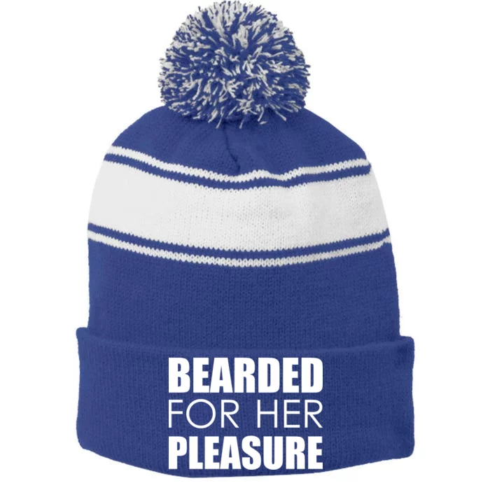 Bearded For Her Pleasure Beard Stripe Pom Pom Beanie