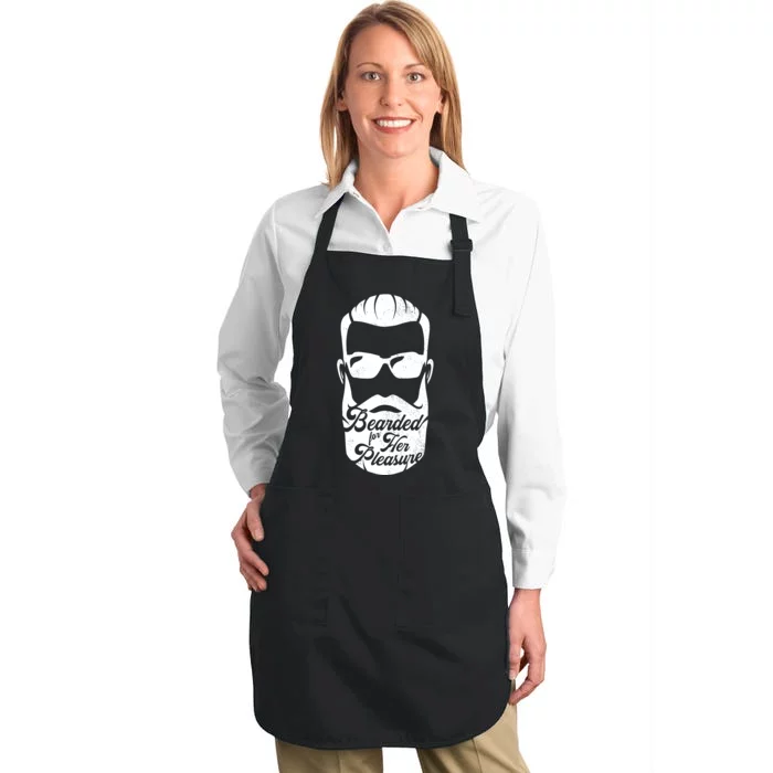 Bearded For Her Pleasure Funny Full-Length Apron With Pocket