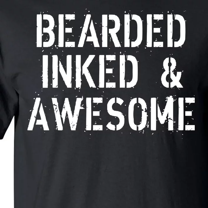 Bearded Inked & Awesome Beard Tattoo Logo Tall T-Shirt