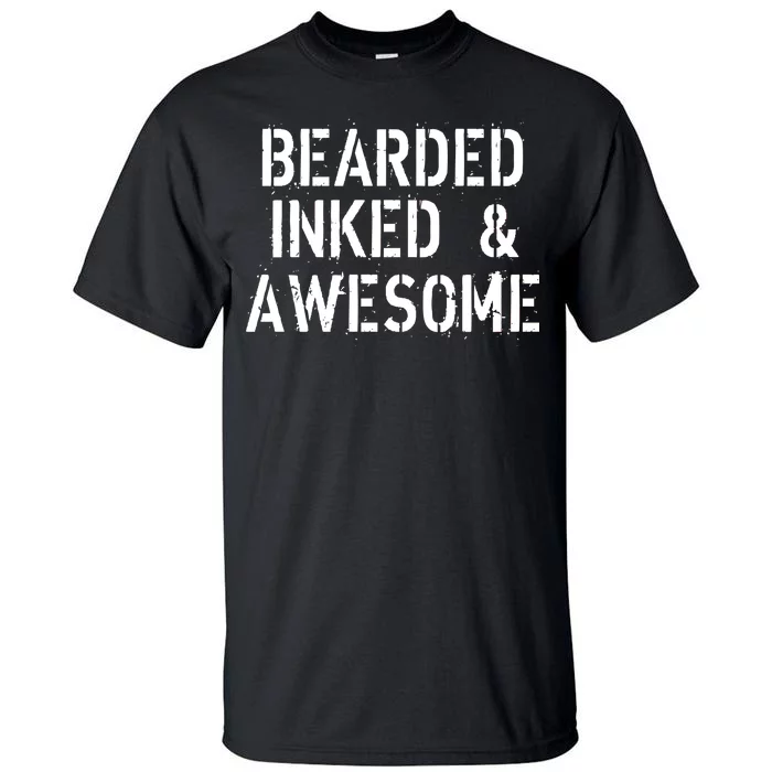 Bearded Inked & Awesome Beard Tattoo Logo Tall T-Shirt