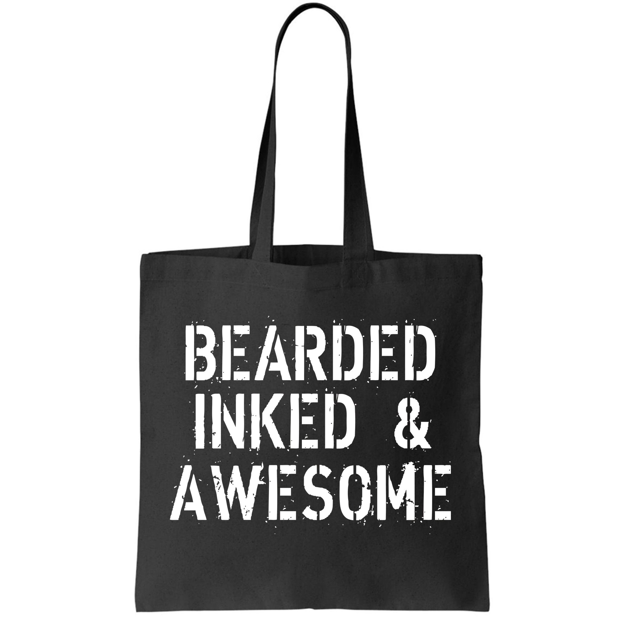 Bearded Inked & Awesome Beard Tattoo Logo Tote Bag | TeeShirtPalace