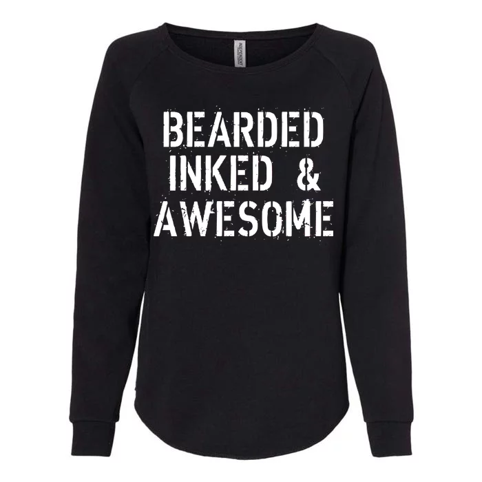 Bearded Inked & Awesome Beard Tattoo Logo Womens California Wash Sweatshirt