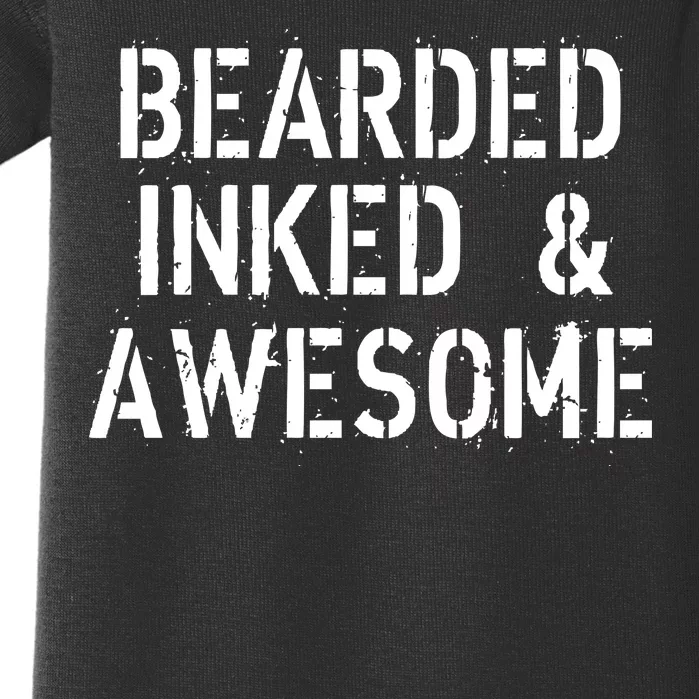 Bearded Inked & Awesome Beard Tattoo Logo Baby Bodysuit