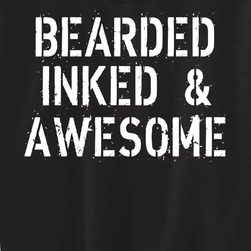 Bearded Inked & Awesome Beard Tattoo Logo Kids Sweatshirt