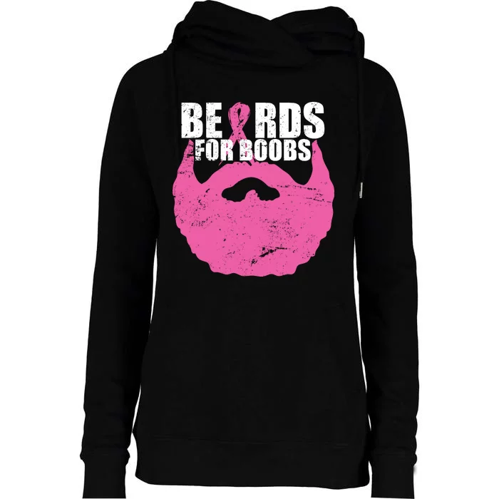 Beards For Boobs Breast Cancer Womens Funnel Neck Pullover Hood