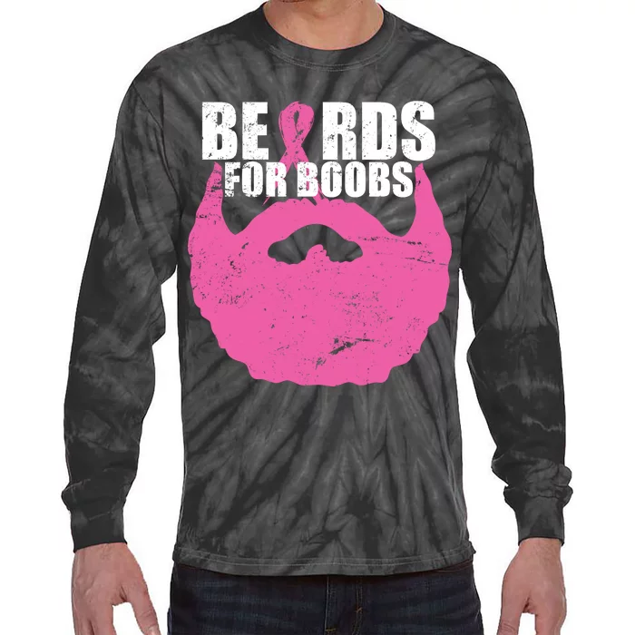 Beards For Boobs Breast Cancer Tie-Dye Long Sleeve Shirt