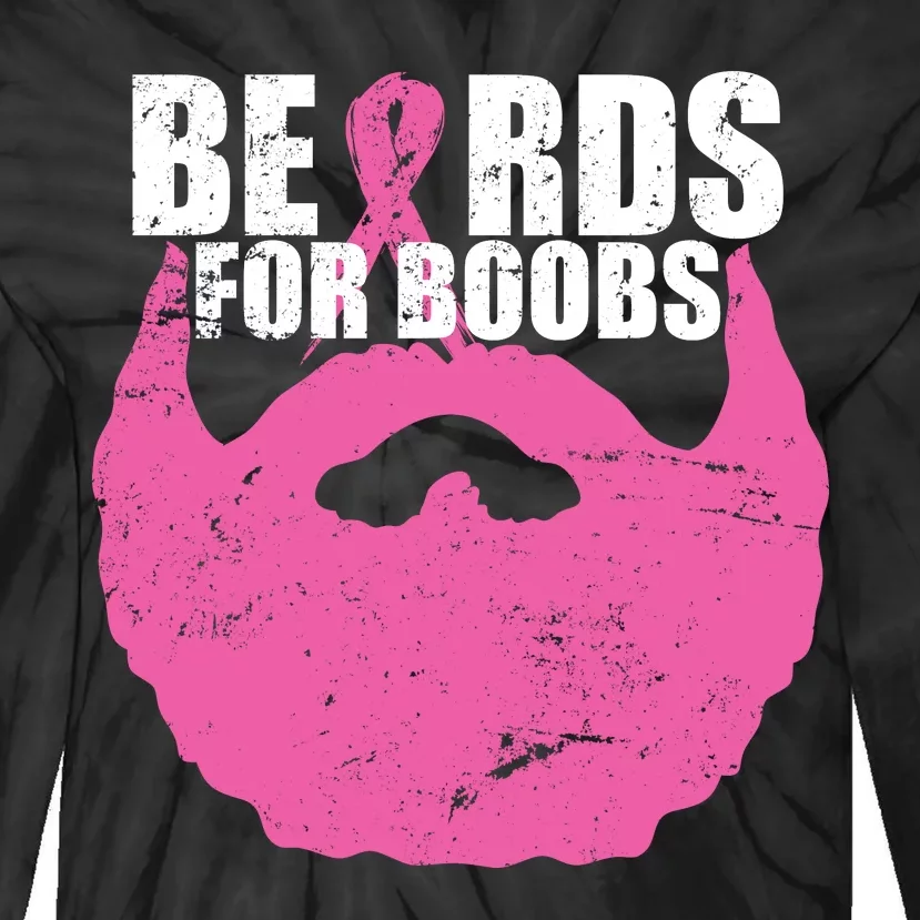 Beards For Boobs Breast Cancer Tie-Dye Long Sleeve Shirt