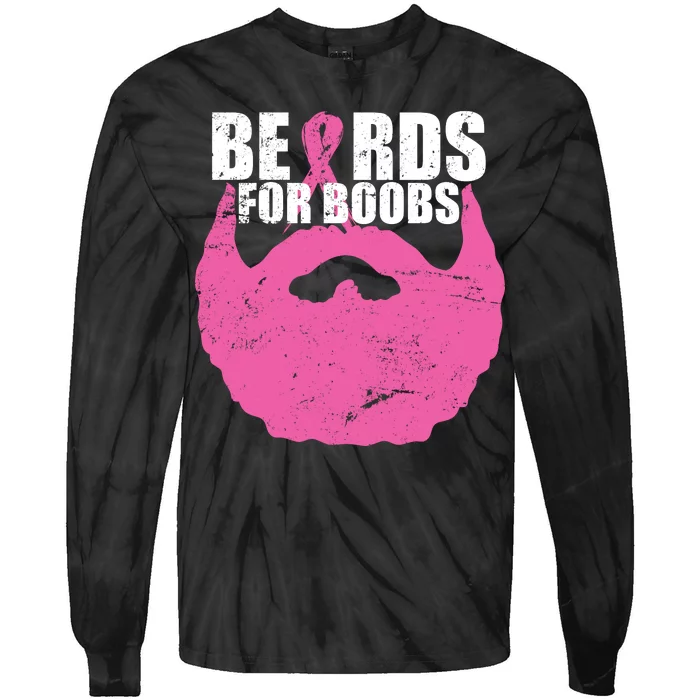 Beards For Boobs Breast Cancer Tie-Dye Long Sleeve Shirt