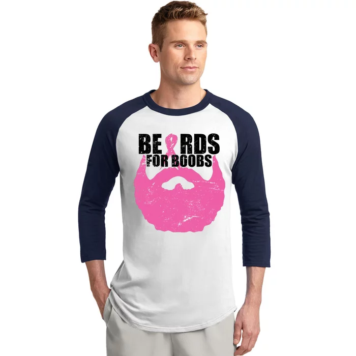 Beards For Boobs Breast Cancer Baseball Sleeve Shirt