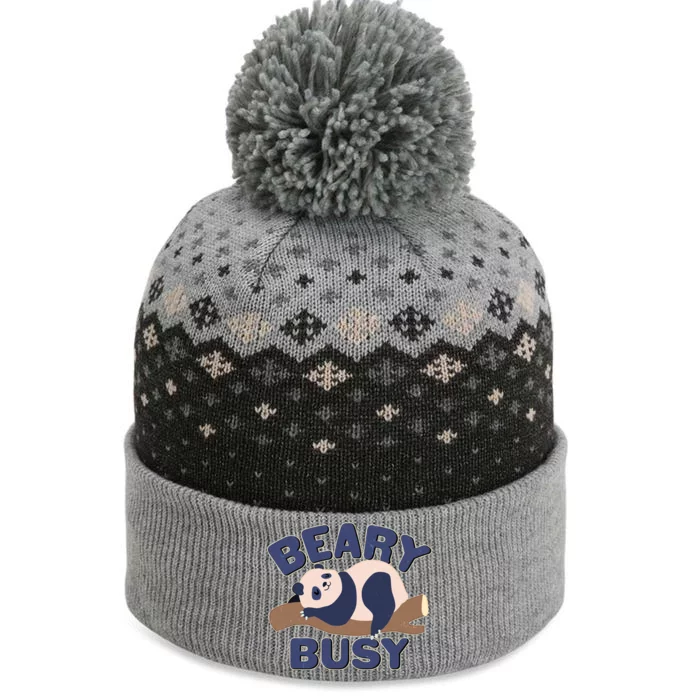 Beary Busy Cute Lazy Panda The Baniff Cuffed Pom Beanie