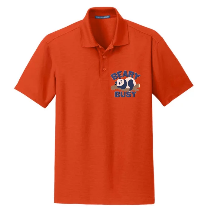 Beary Busy Cute Lazy Panda Dry Zone Grid Performance Polo