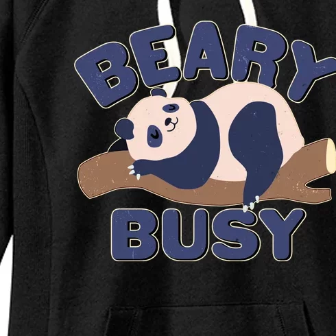 Beary Busy Cute Lazy Panda Women's Fleece Hoodie