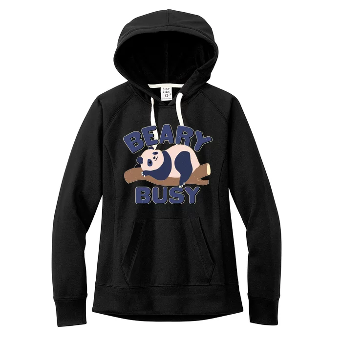 Beary Busy Cute Lazy Panda Women's Fleece Hoodie