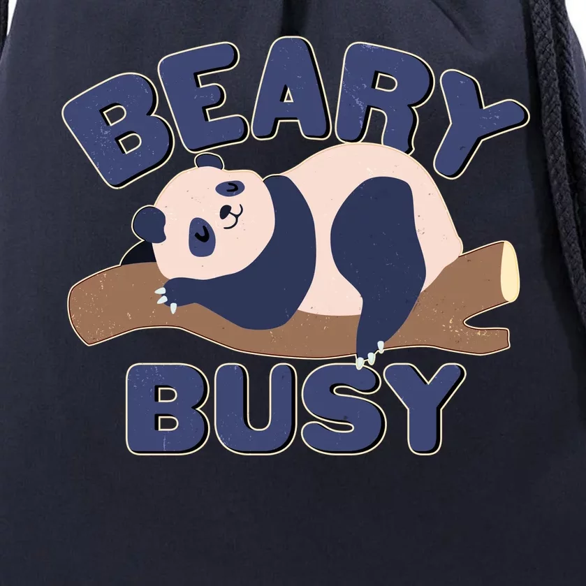 Beary Busy Cute Lazy Panda Drawstring Bag