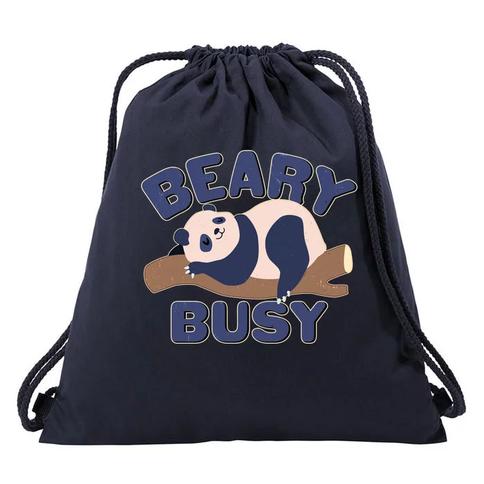 Beary Busy Cute Lazy Panda Drawstring Bag