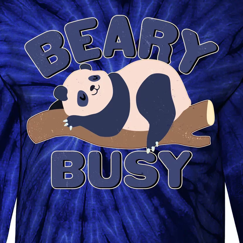 Beary Busy Cute Lazy Panda Tie-Dye Long Sleeve Shirt