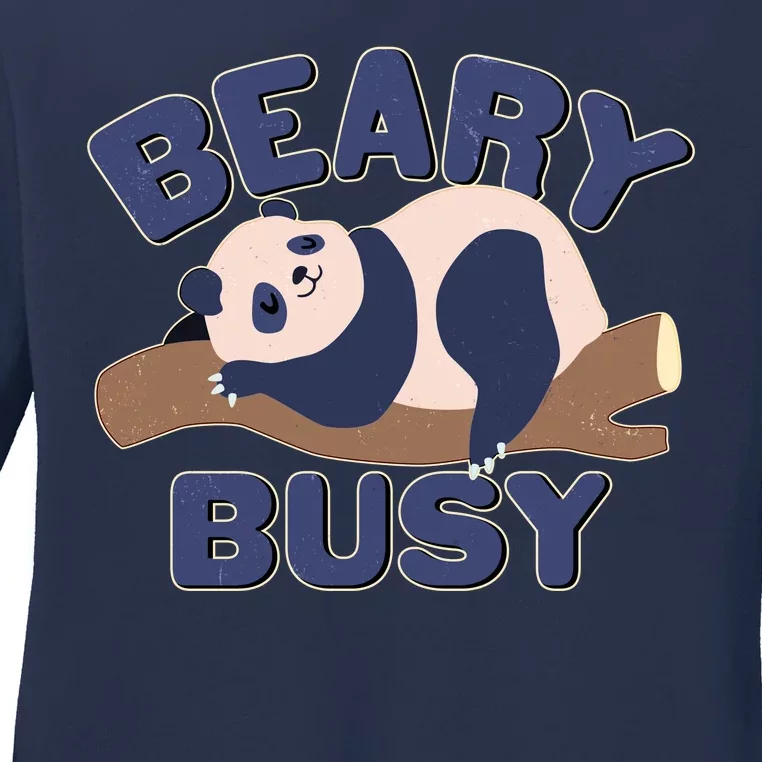 Beary Busy Cute Lazy Panda Ladies Long Sleeve Shirt