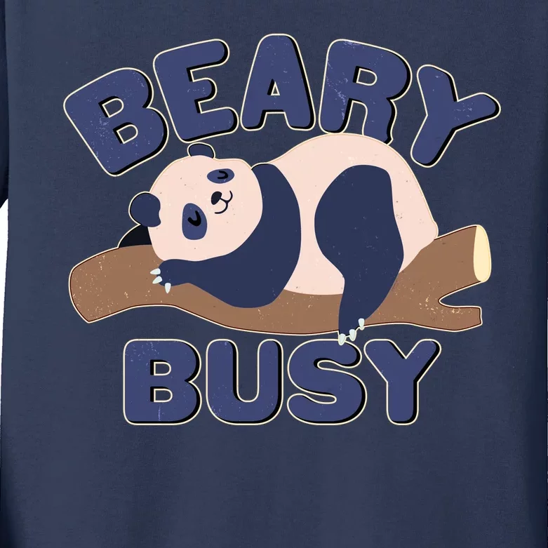 Beary Busy Cute Lazy Panda Kids Long Sleeve Shirt