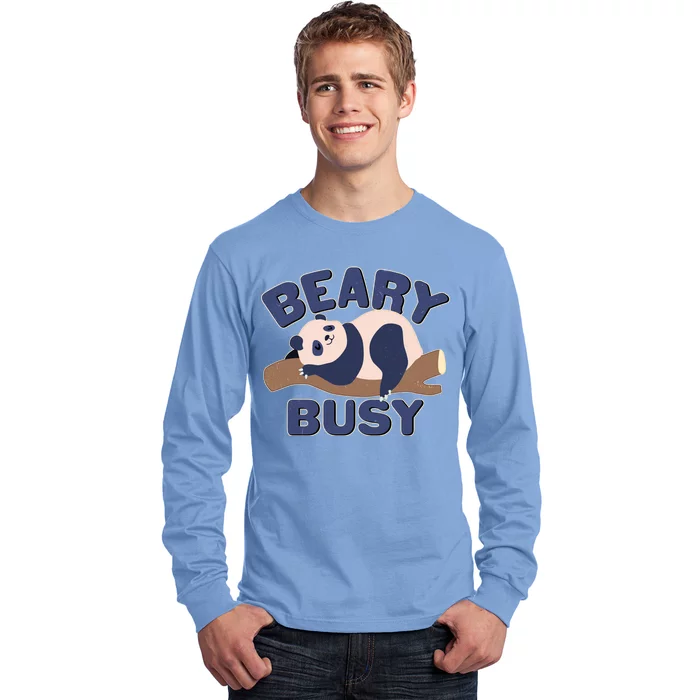 Beary Busy Cute Lazy Panda Long Sleeve Shirt