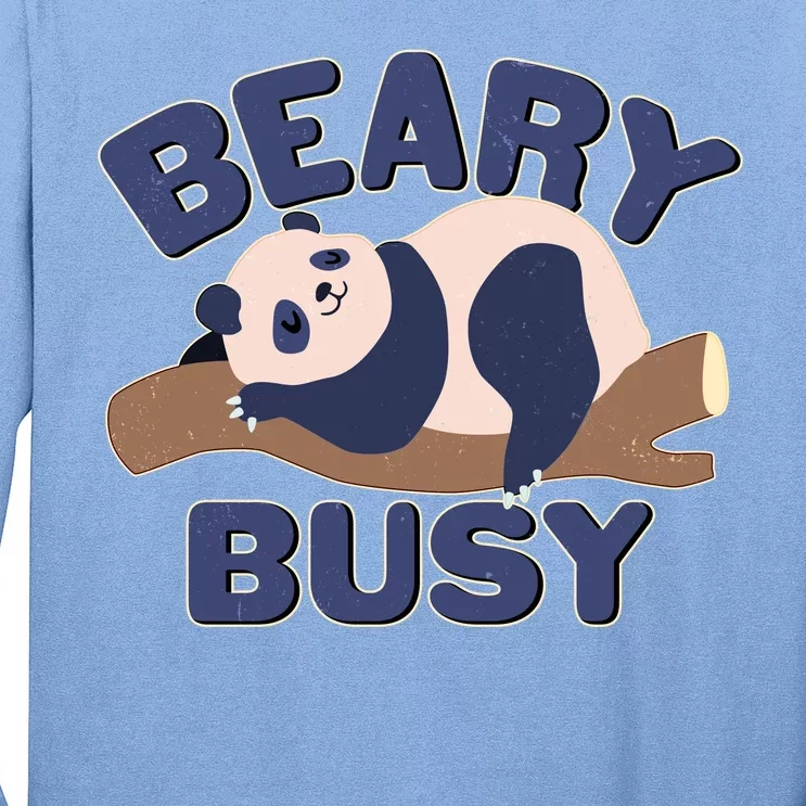 Beary Busy Cute Lazy Panda Long Sleeve Shirt