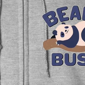 Beary Busy Cute Lazy Panda Full Zip Hoodie