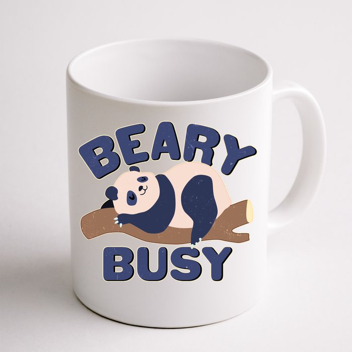 Beary Busy Cute Lazy Panda Front & Back Coffee Mug