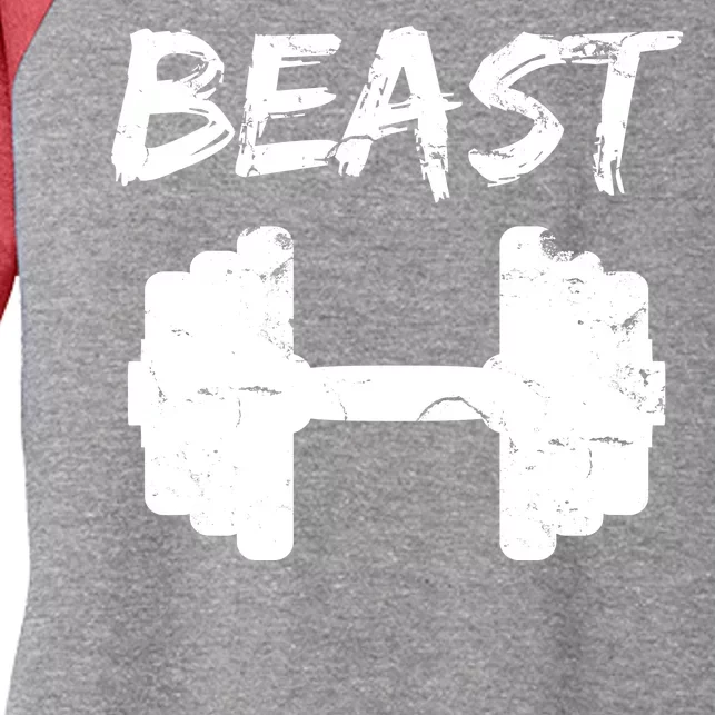 Beast Gym Logo Women's Tri-Blend 3/4-Sleeve Raglan Shirt