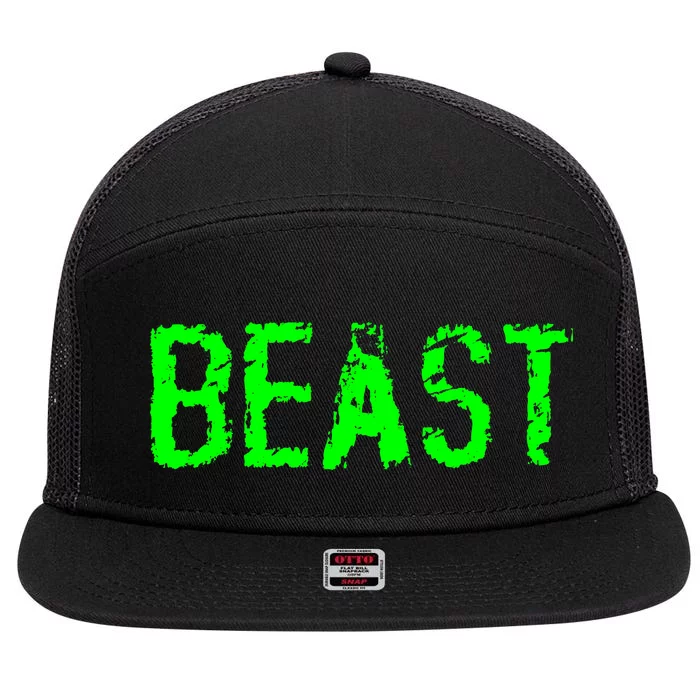 Beast Gym Workout Mode Fitness Logo 7 Panel Mesh Trucker Snapback Hat