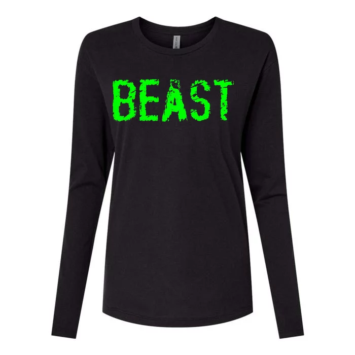 Beast Gym Workout Mode Fitness Logo Womens Cotton Relaxed Long Sleeve T-Shirt