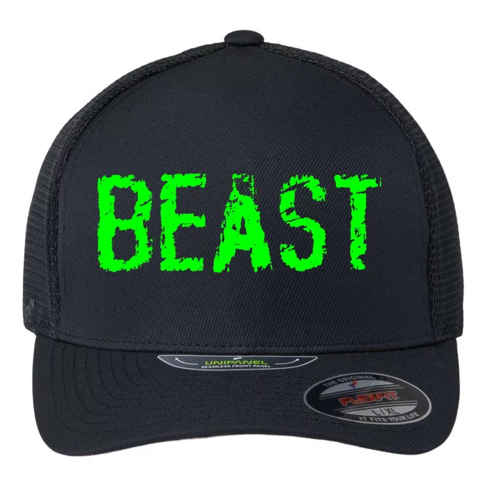 Beast Gym Workout Mode Fitness Logo Flexfit Unipanel Trucker Cap