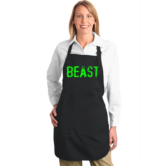 Beast Gym Workout Mode Fitness Logo Full-Length Apron With Pocket