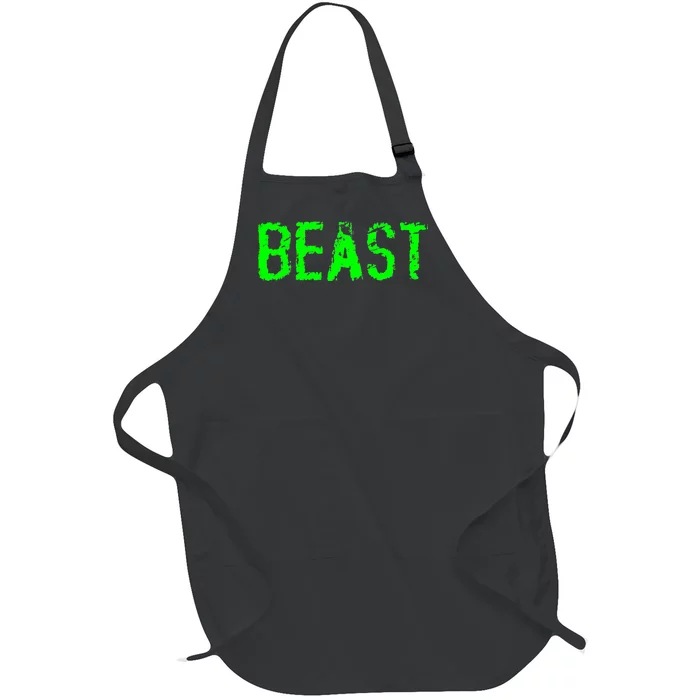 Beast Gym Workout Mode Fitness Logo Full-Length Apron With Pocket