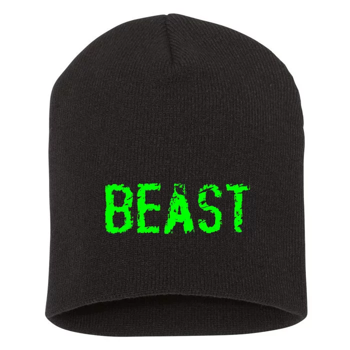 Beast Gym Workout Mode Fitness Logo Short Acrylic Beanie