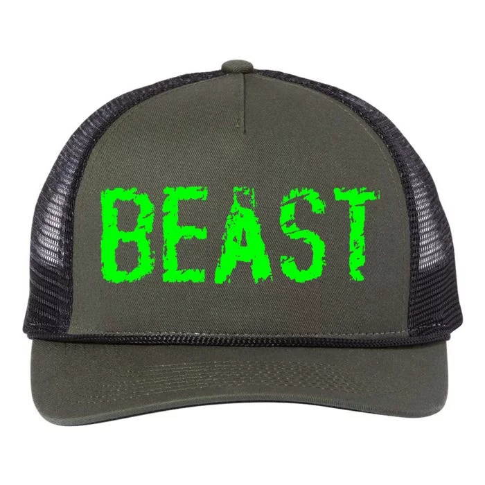 Beast Gym Workout Mode Fitness Logo Retro Rope Trucker Hat Cap