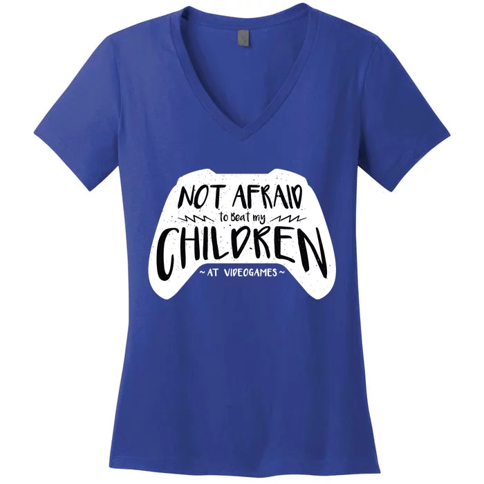 Beat My Children At Video Games Funny Women's V-Neck T-Shirt