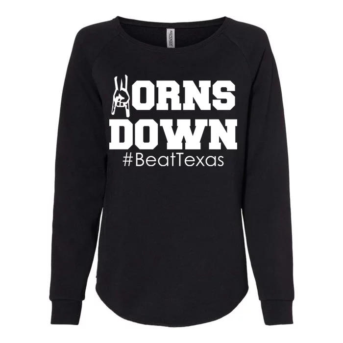 Beat Texas Horns Down Football Womens California Wash Sweatshirt