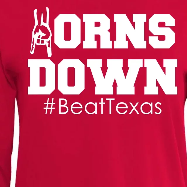 Beat Texas Horns Down Football Womens Cotton Relaxed Long Sleeve T-Shirt