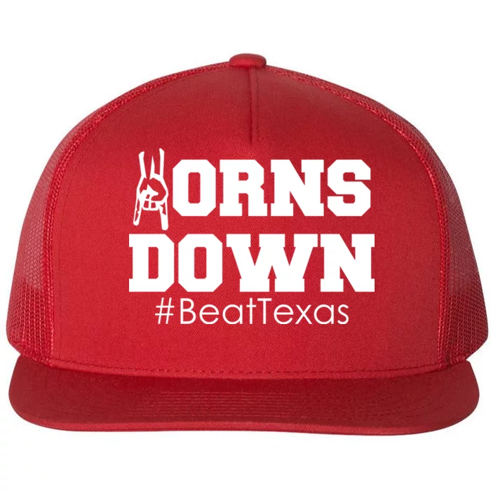 Beat Texas Horns Down Football Flat Bill Trucker Hat