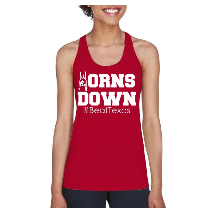 Beat Texas Horns Down Football Women's Racerback Tank