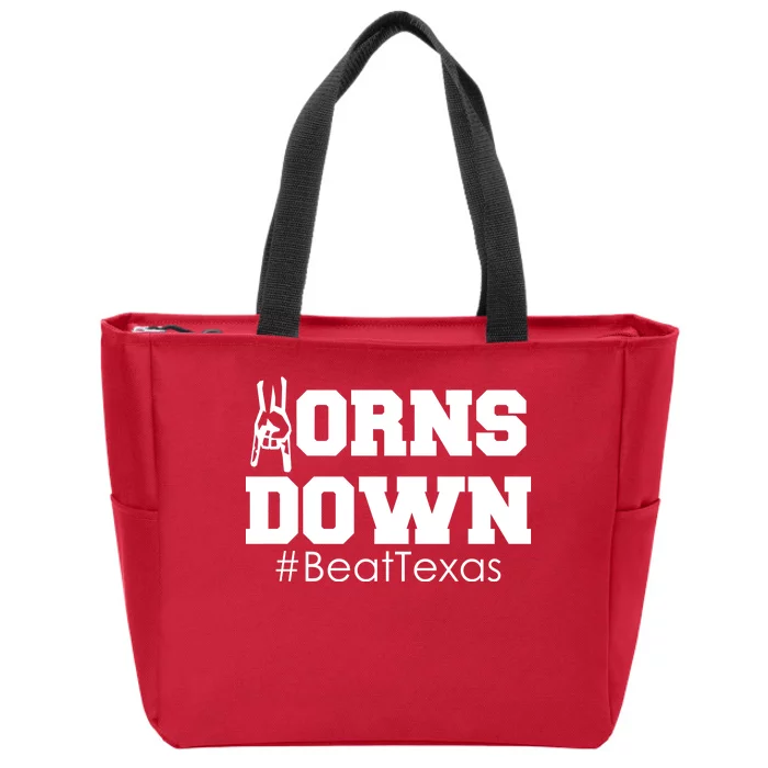 Beat Texas Horns Down Football Zip Tote Bag