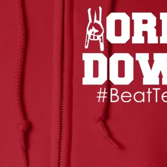 Beat Texas Horns Down Football Full Zip Hoodie