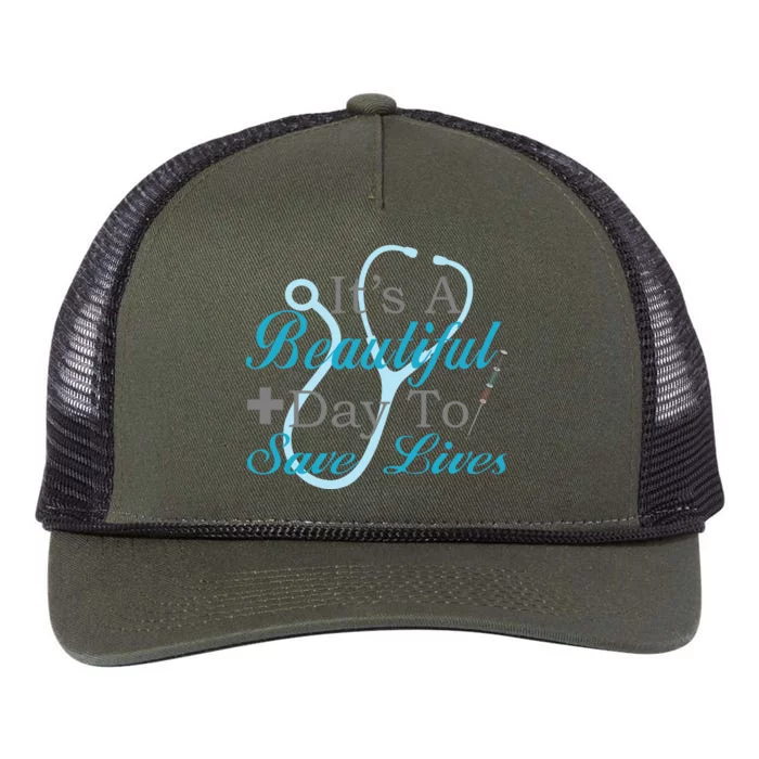 Beautiful Day To Save Lives Nurse Retro Rope Trucker Hat Cap