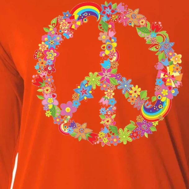 Beautiful Flower Peace Sign Cooling Performance Long Sleeve Crew