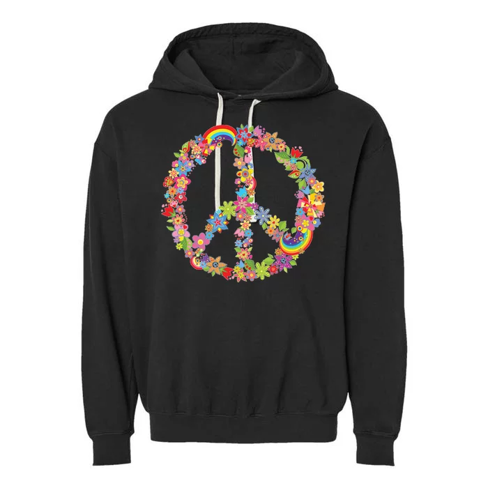 Beautiful Flower Peace Sign Garment-Dyed Fleece Hoodie