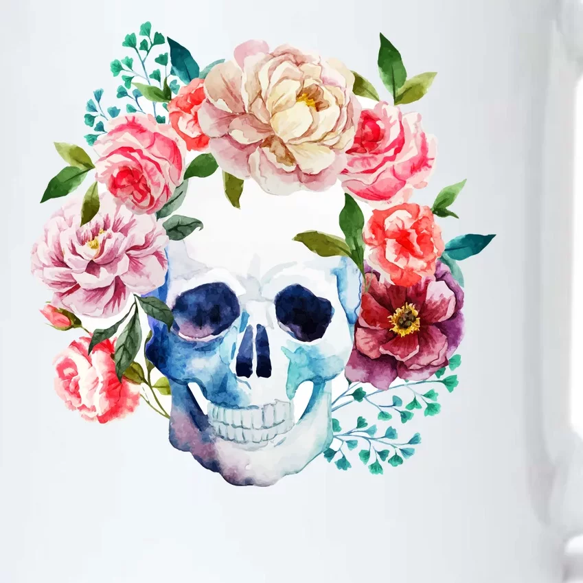 Beautiful Flower Skull Black Color Changing Mug