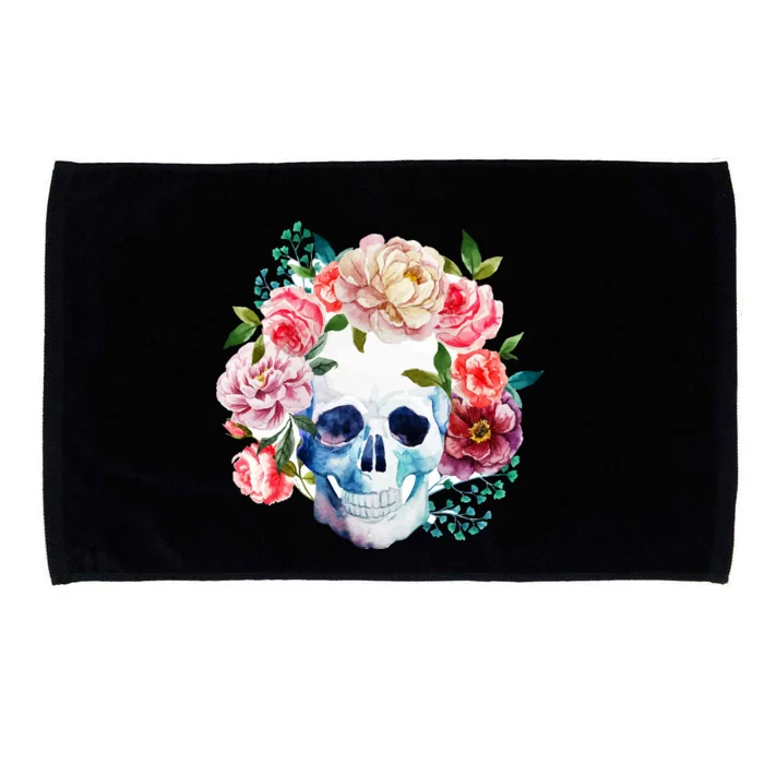 Beautiful Flower Skull Microfiber Hand Towel