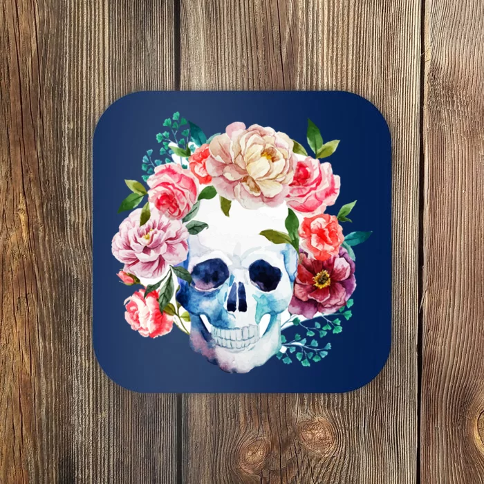 Beautiful Flower Skull Coaster